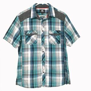 Rock & Republic short sleeve men's plaid shirt size large